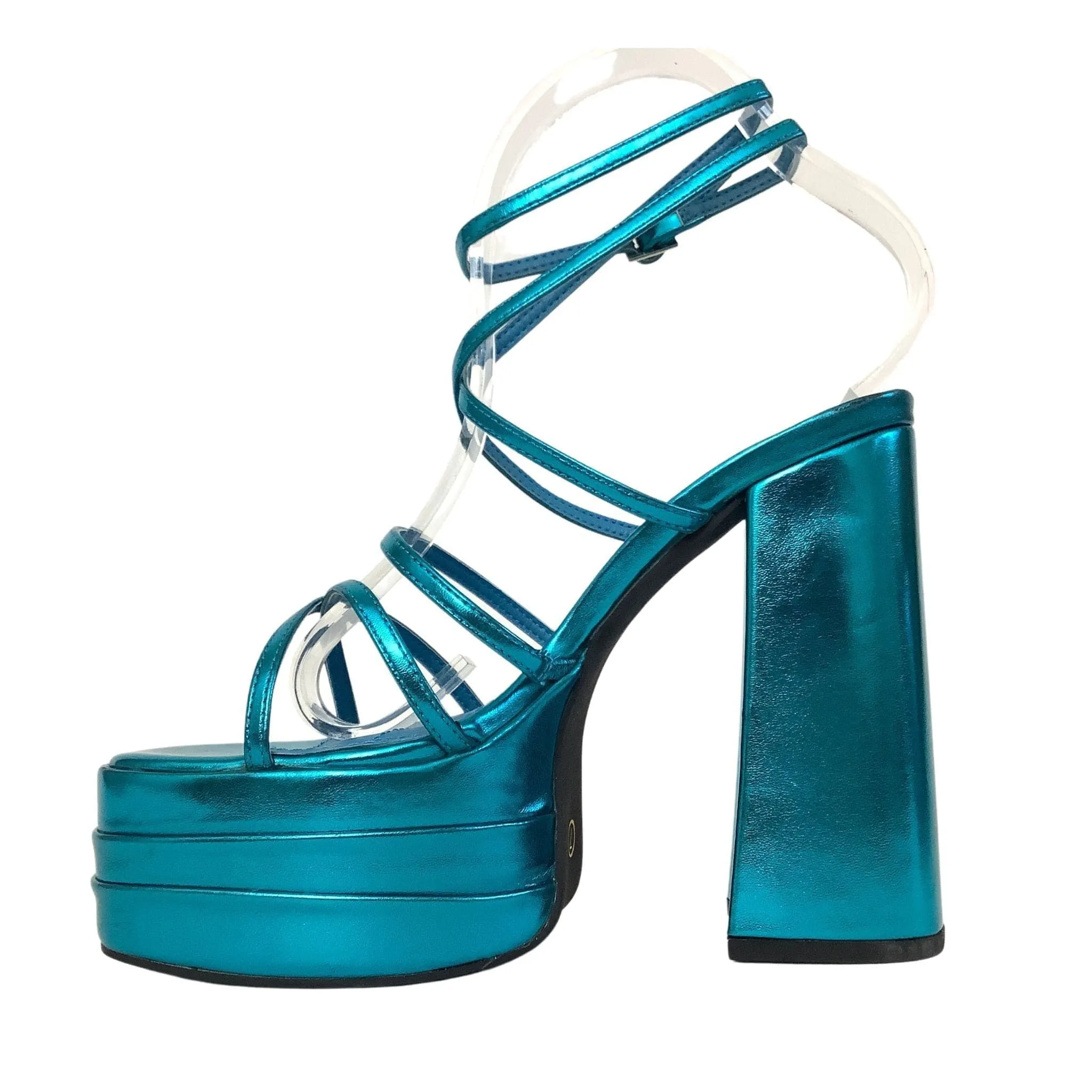 Metallic Blue Platform Heels