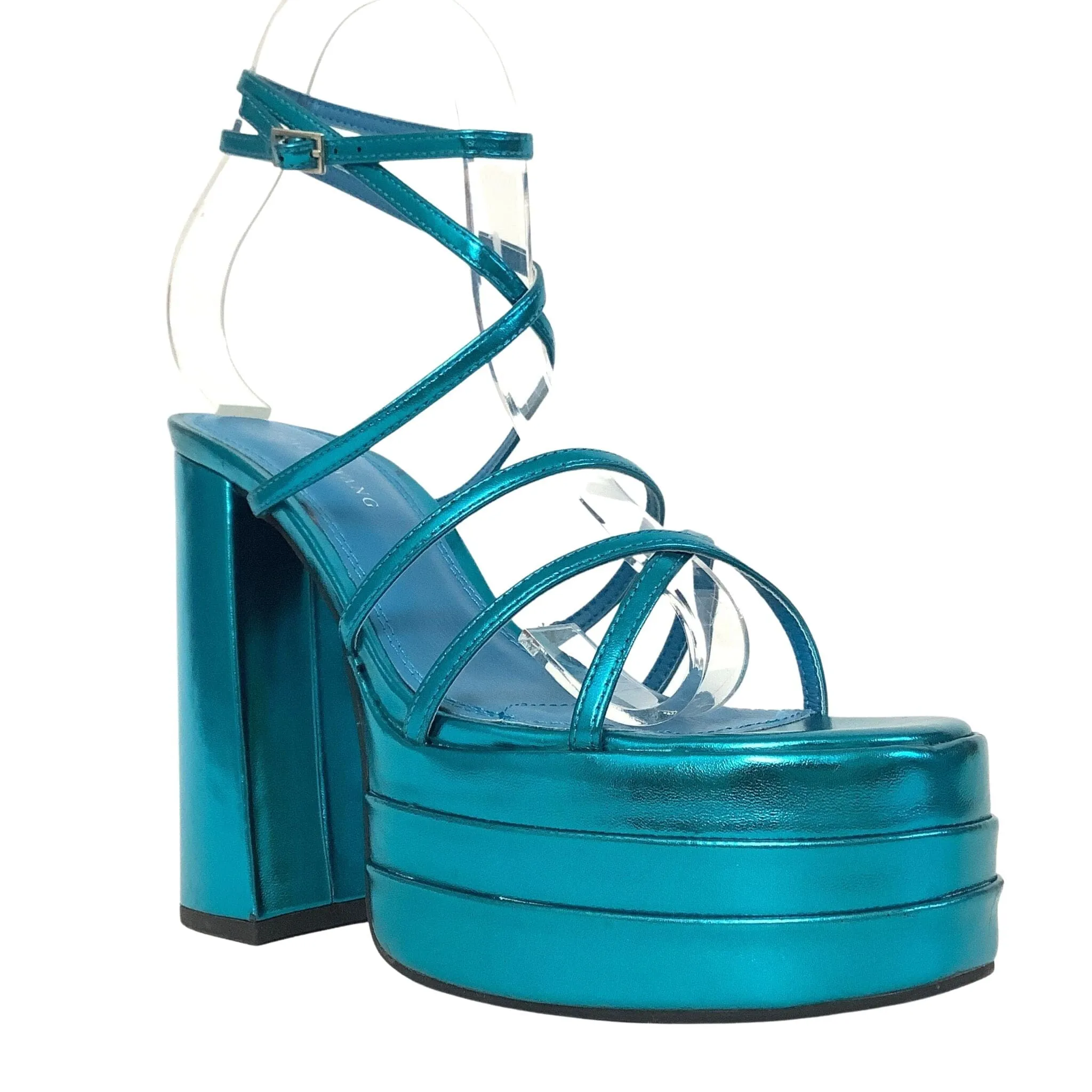 Metallic Blue Platform Heels