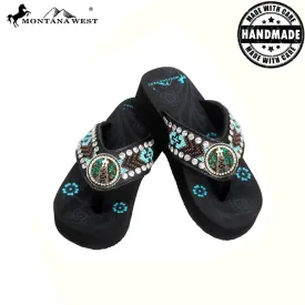 Montana West Aztec Hand Beaded Collection Flip Flops