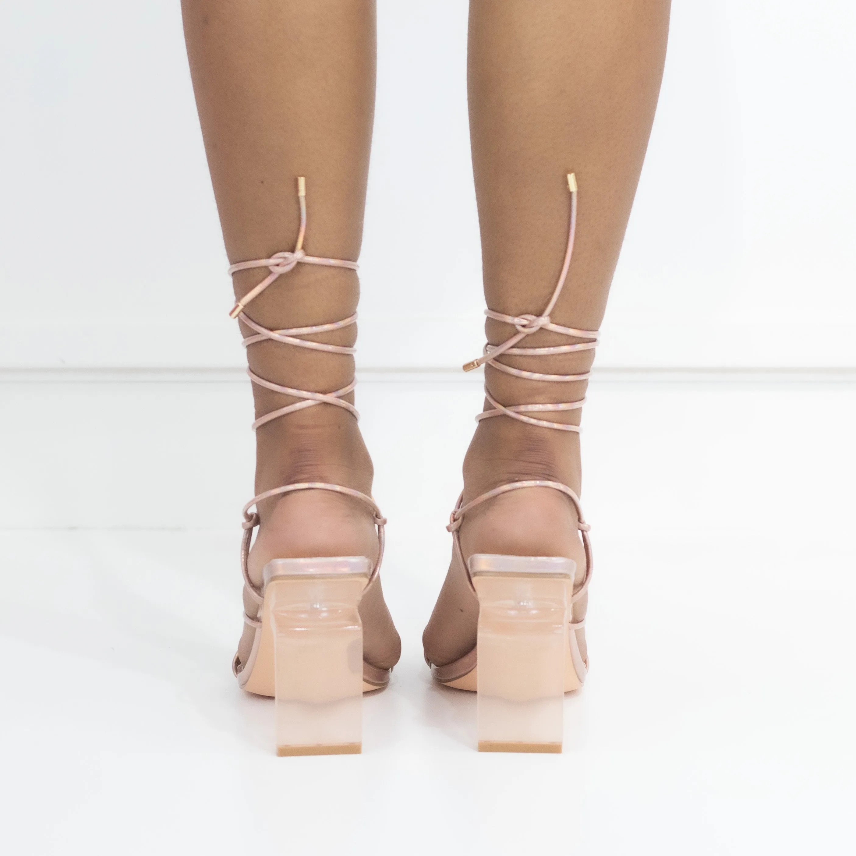 Nadzia strappy sandals on special regt heel rose gold