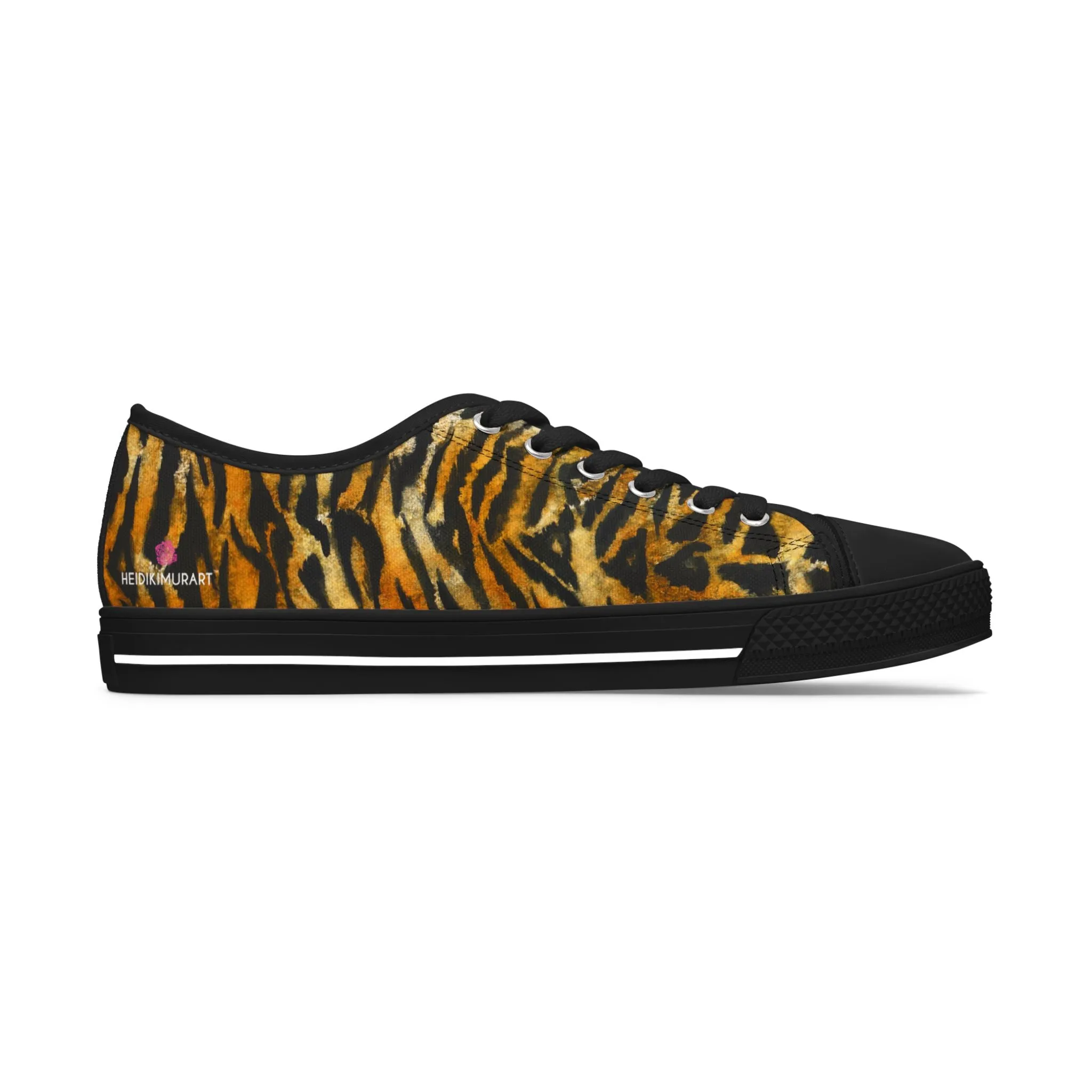 Orange Tiger Striped Women's Sneakers, Animal Print Women's Sneakers, Best Low Top Sneakers (US Size: 5.5-12)