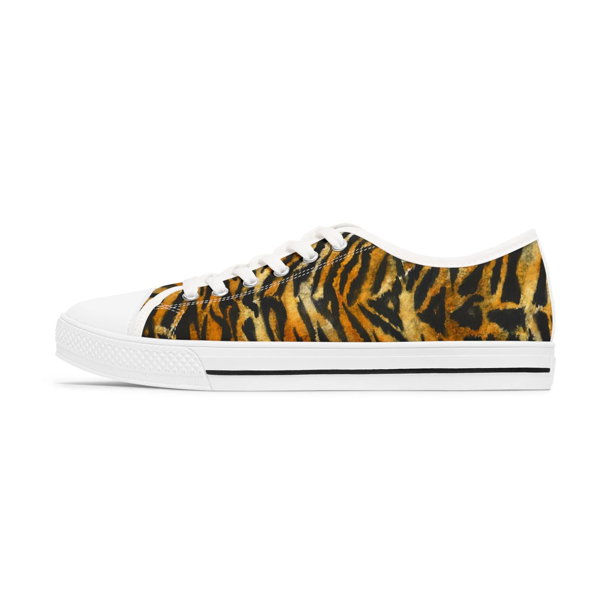 Orange Tiger Striped Women's Sneakers, Animal Print Women's Sneakers, Best Low Top Sneakers (US Size: 5.5-12)