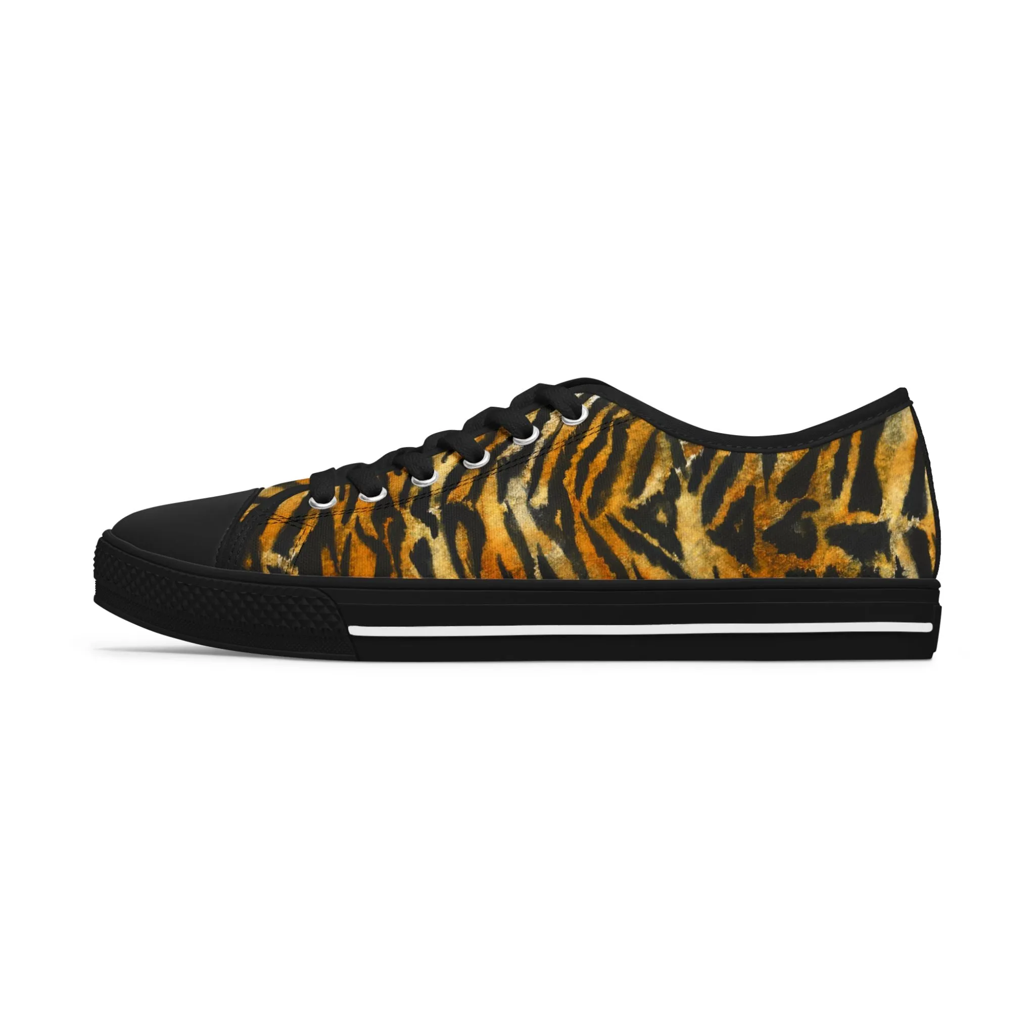 Orange Tiger Striped Women's Sneakers, Animal Print Women's Sneakers, Best Low Top Sneakers (US Size: 5.5-12)