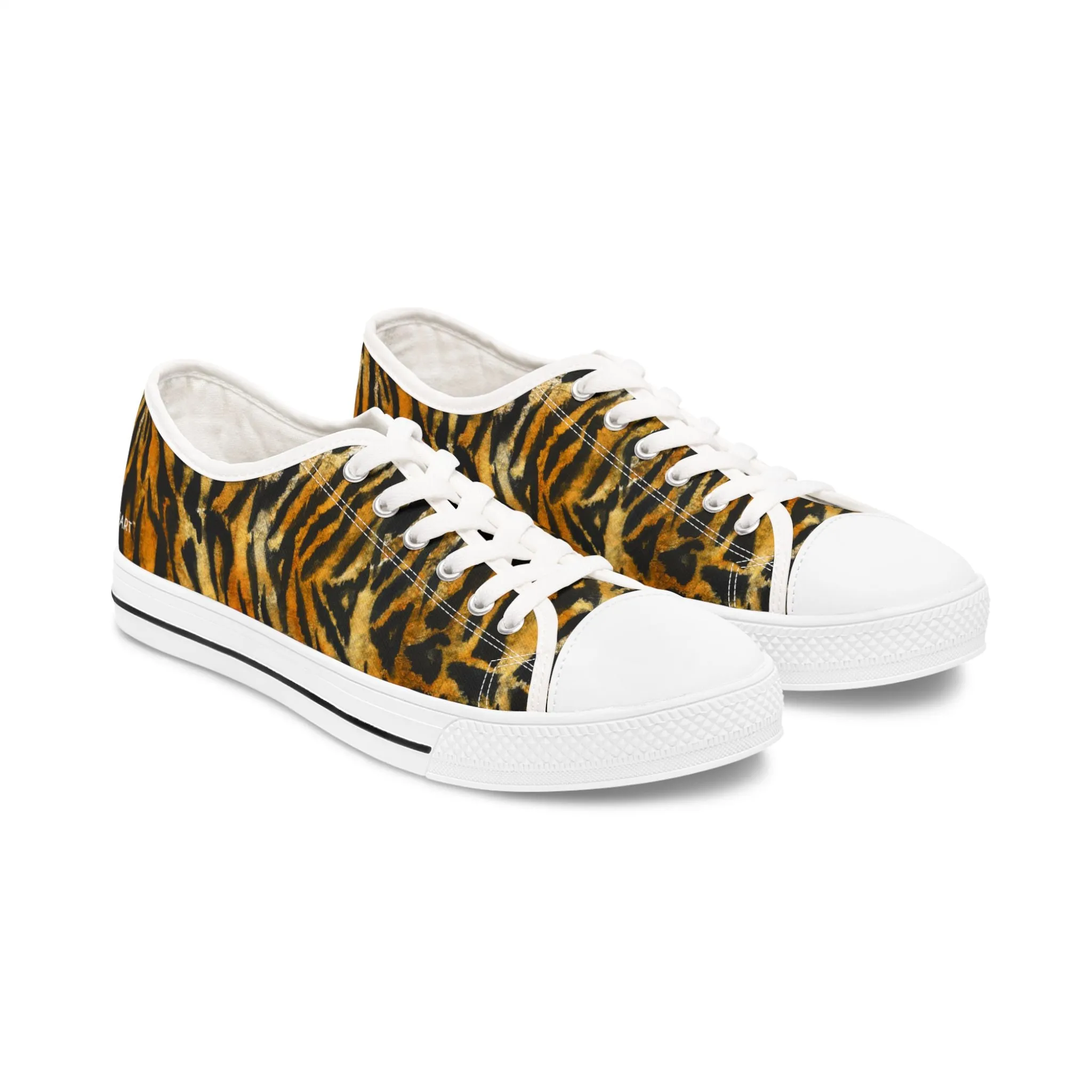 Orange Tiger Striped Women's Sneakers, Animal Print Women's Sneakers, Best Low Top Sneakers (US Size: 5.5-12)