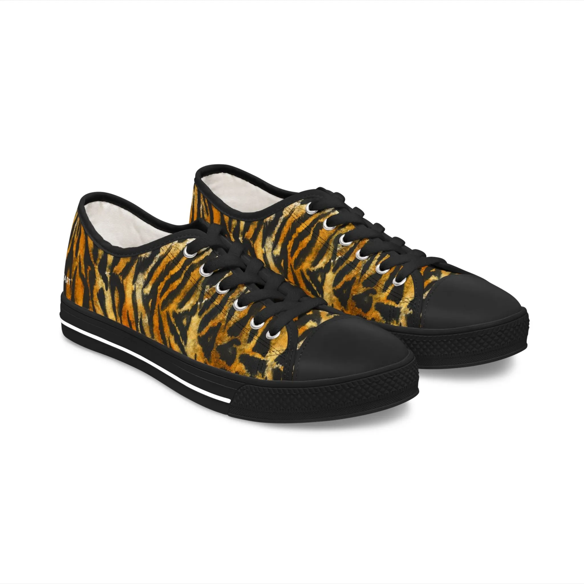 Orange Tiger Striped Women's Sneakers, Animal Print Women's Sneakers, Best Low Top Sneakers (US Size: 5.5-12)
