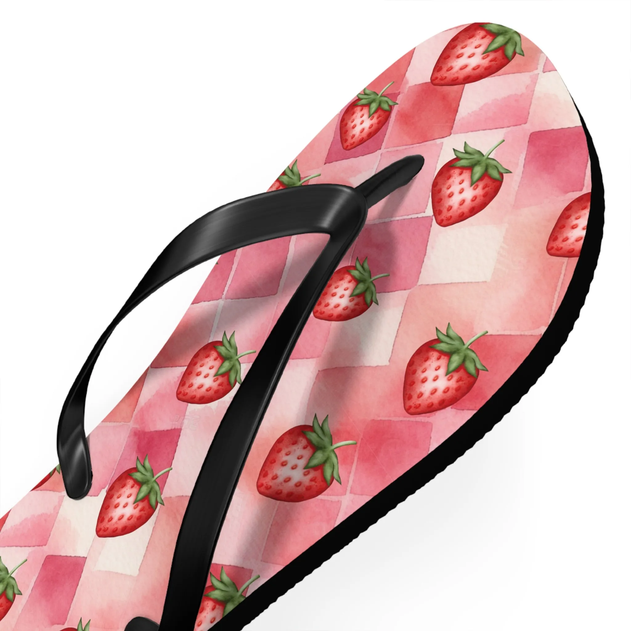 Pink Flip Flops / Watercolor Strawberry Print