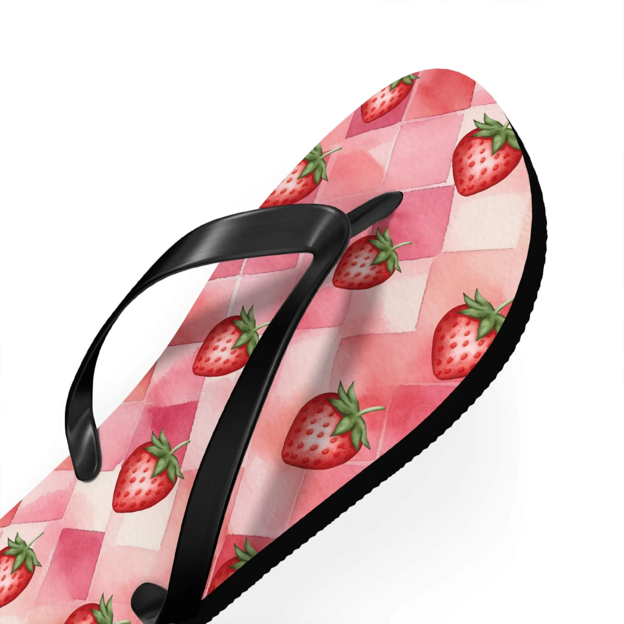 Pink Flip Flops / Watercolor Strawberry Print