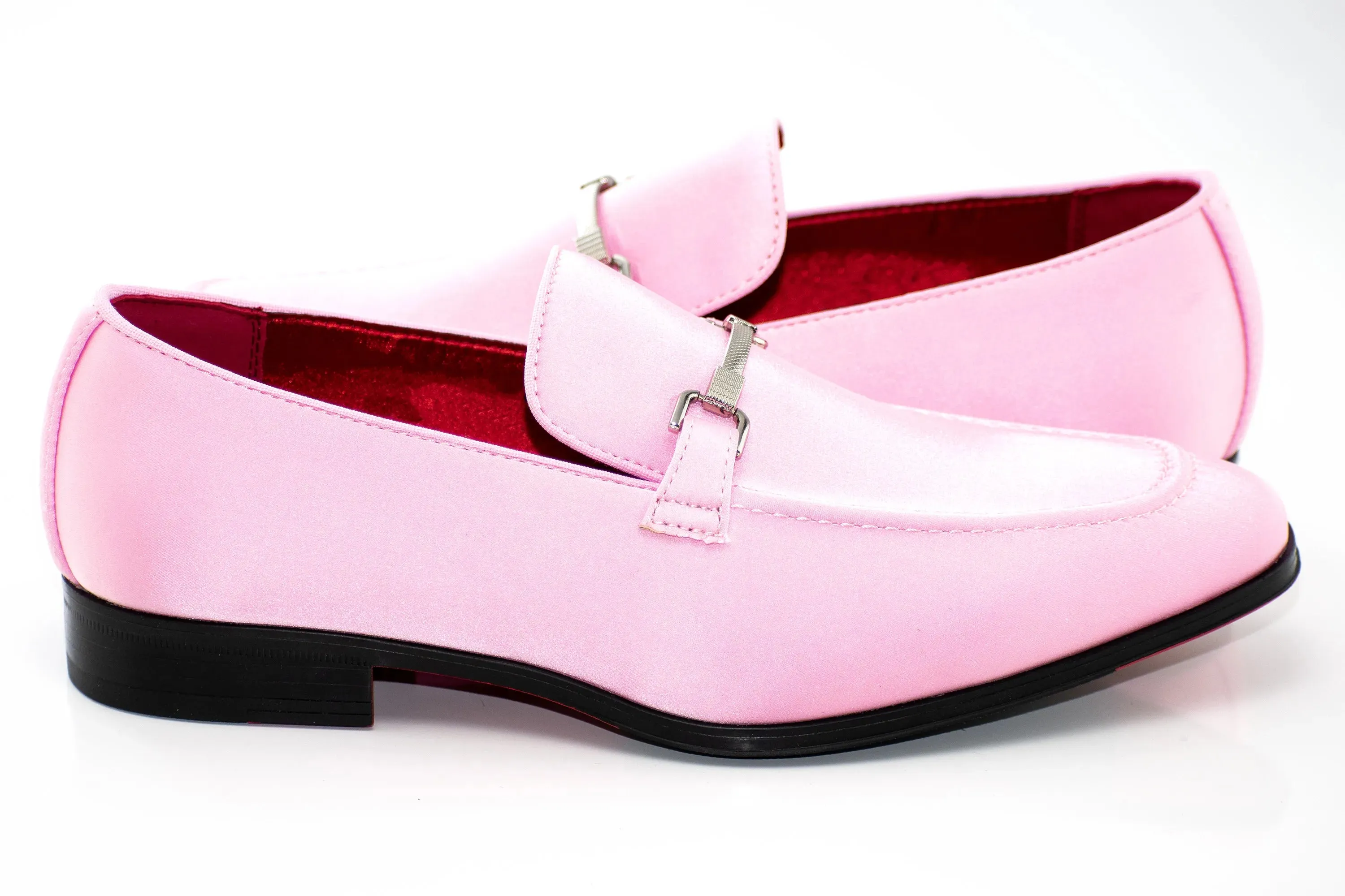 Pink Satin Apron-Toe Bit Loafer