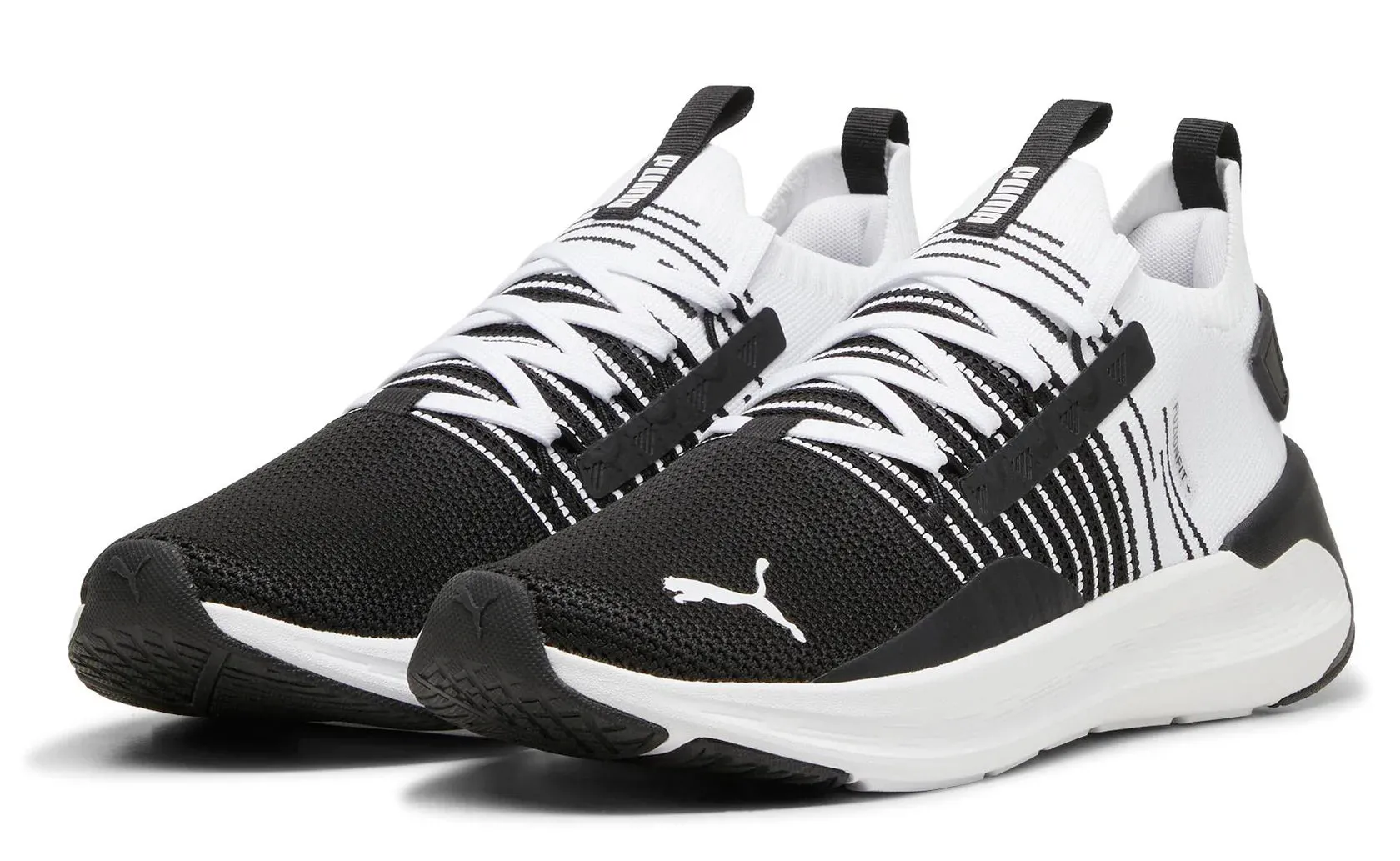 .PUMA SOFTRIDE Symmetry Fuzion Running Shoes Unisex - BLACK/WHITE - (310127 01) - MBC - R1L4