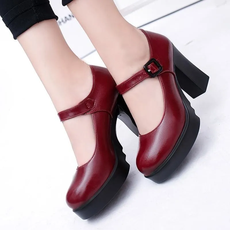 Round Toe Super Square Women High Heels