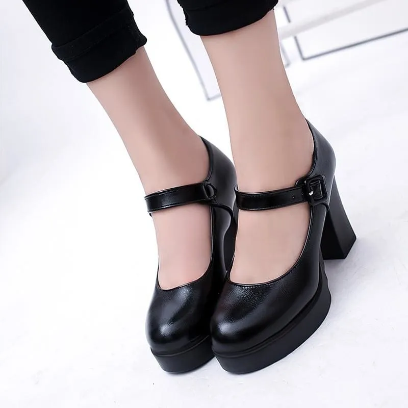 Round Toe Super Square Women High Heels