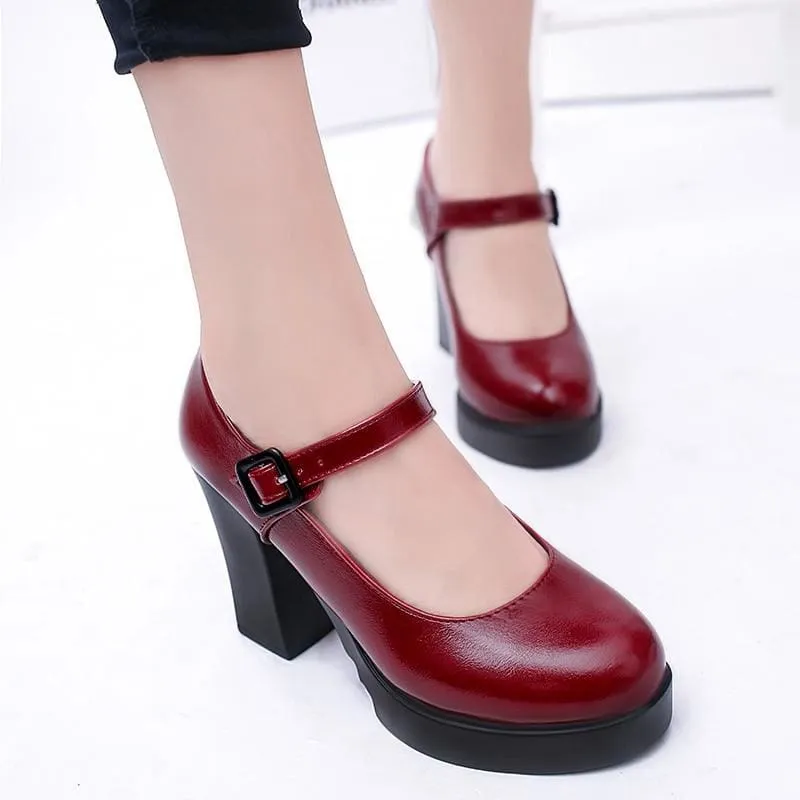 Round Toe Super Square Women High Heels