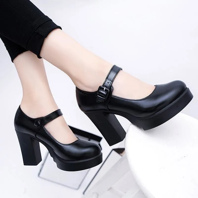 Round Toe Super Square Women High Heels