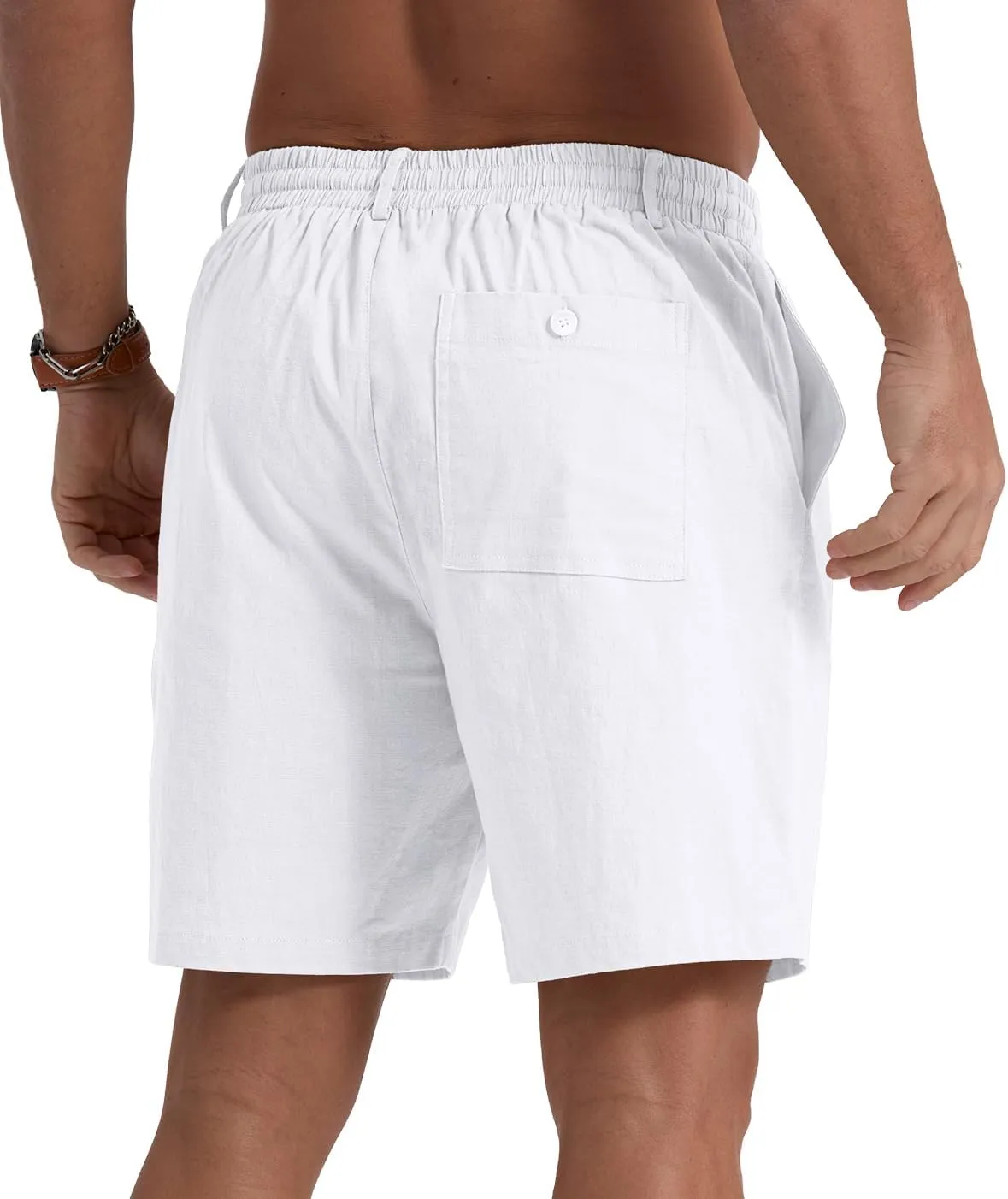 Sailwind Men's Linen Shorts 7" Casual Elastic Waist Drawstring Summer Beach Shorts