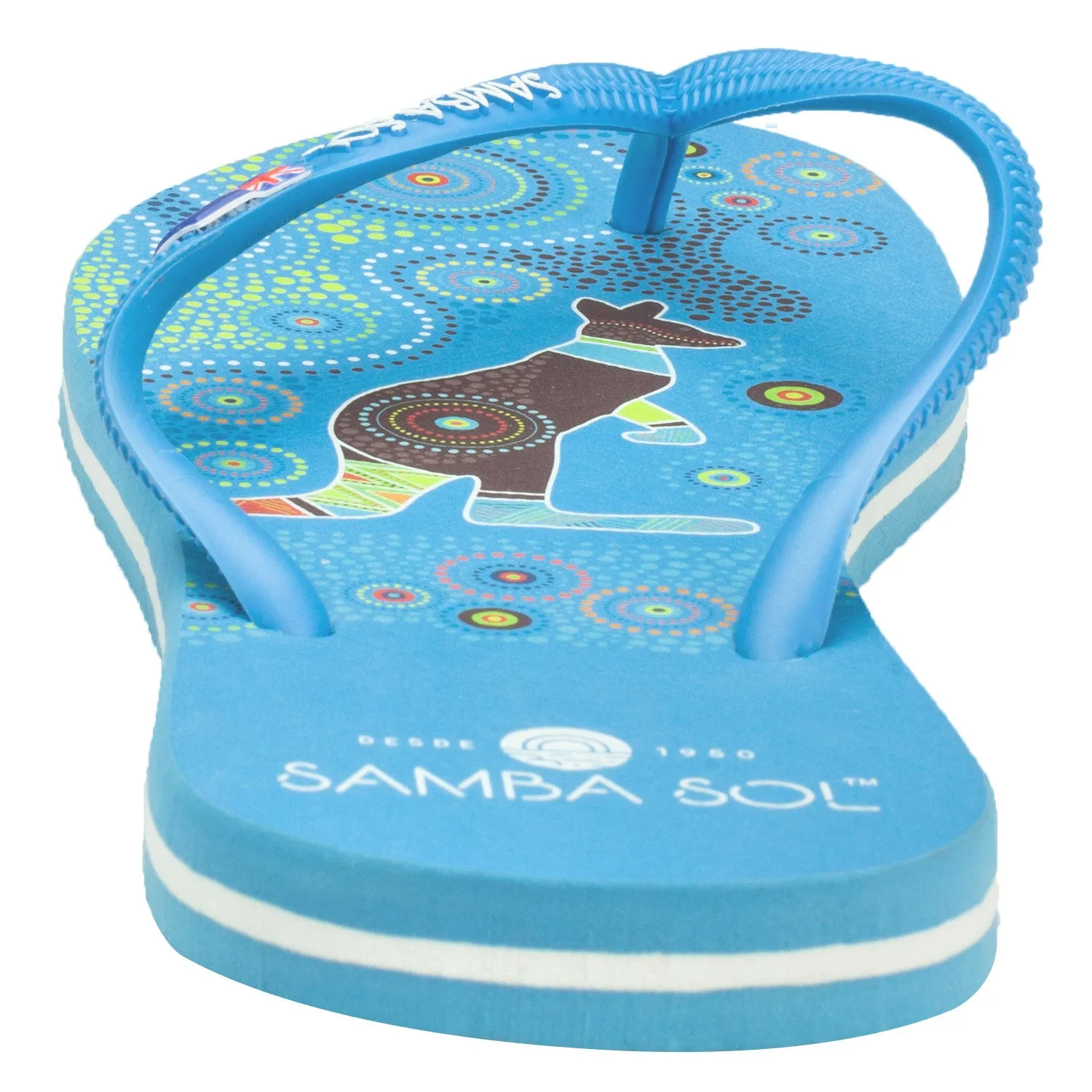 Samba Sol Women's Countries Collection Flip Flops - Australia Blue