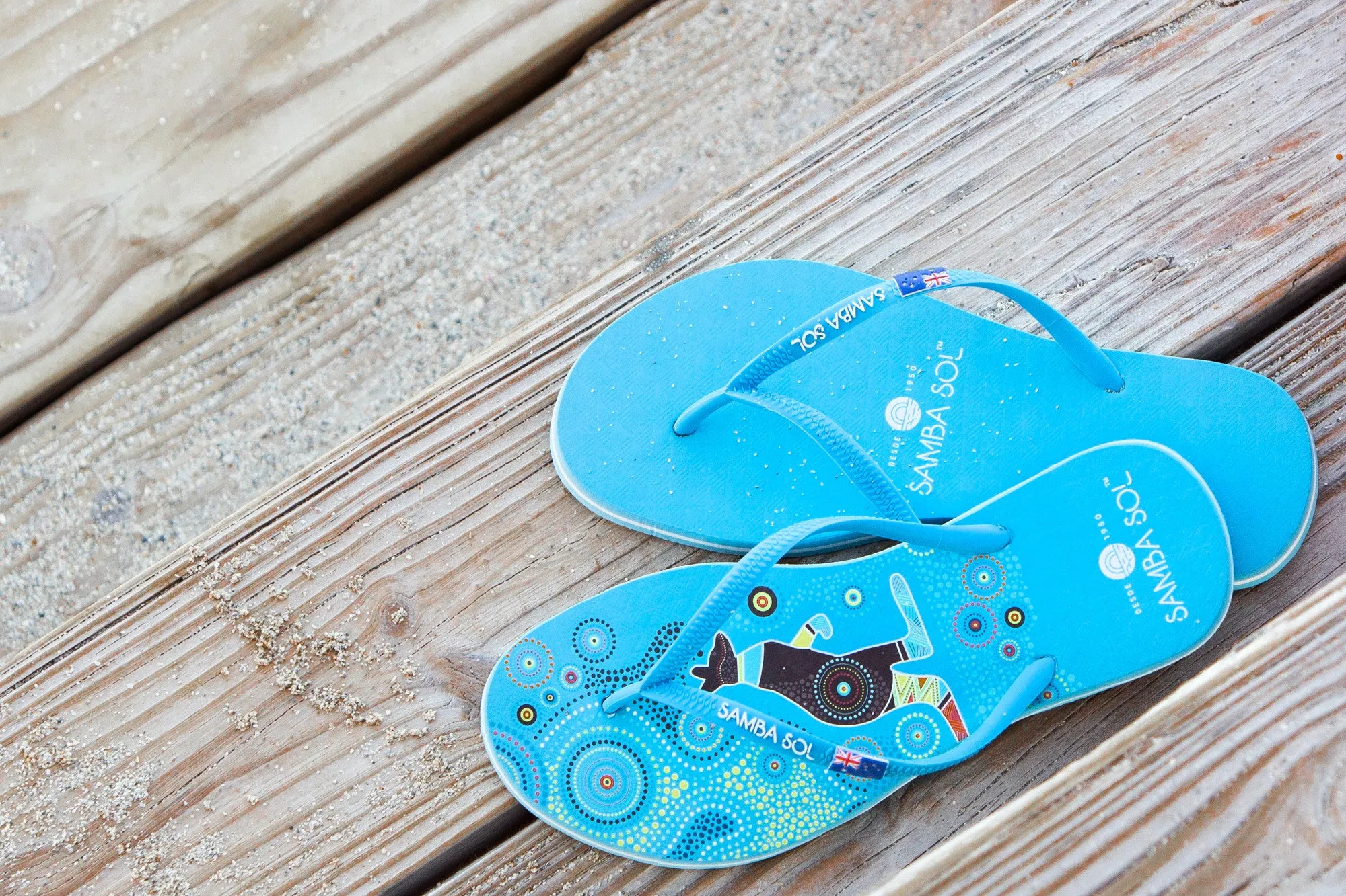 Samba Sol Women's Countries Collection Flip Flops - Australia Blue