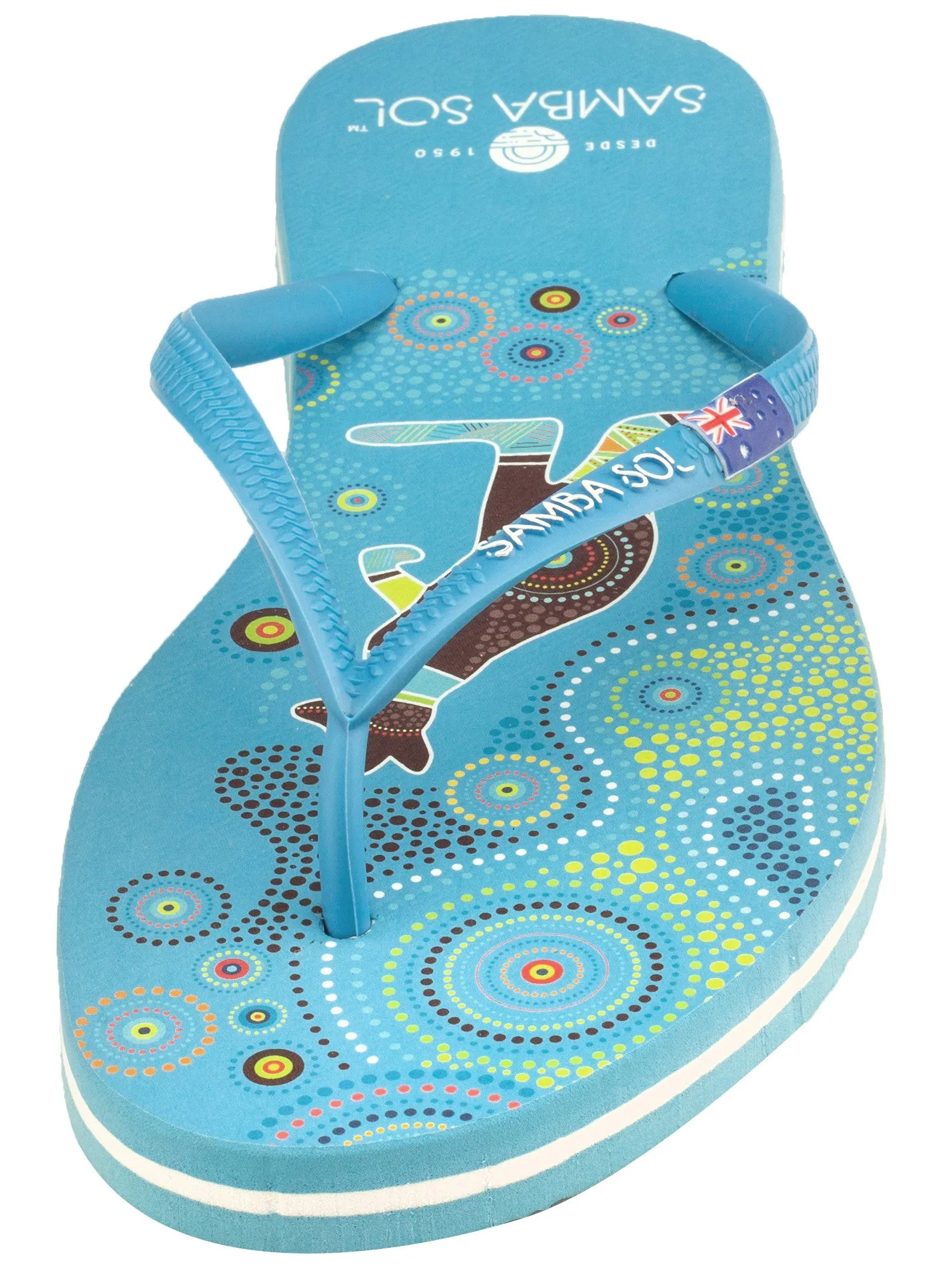 Samba Sol Women's Countries Collection Flip Flops - Australia Blue