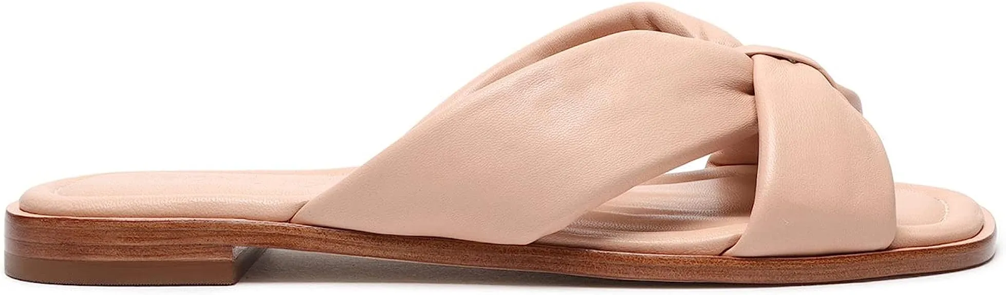 Schutz Fairy Sweet Rose Nappa Leather Casual Fashion Slip On Open Toe Sandals