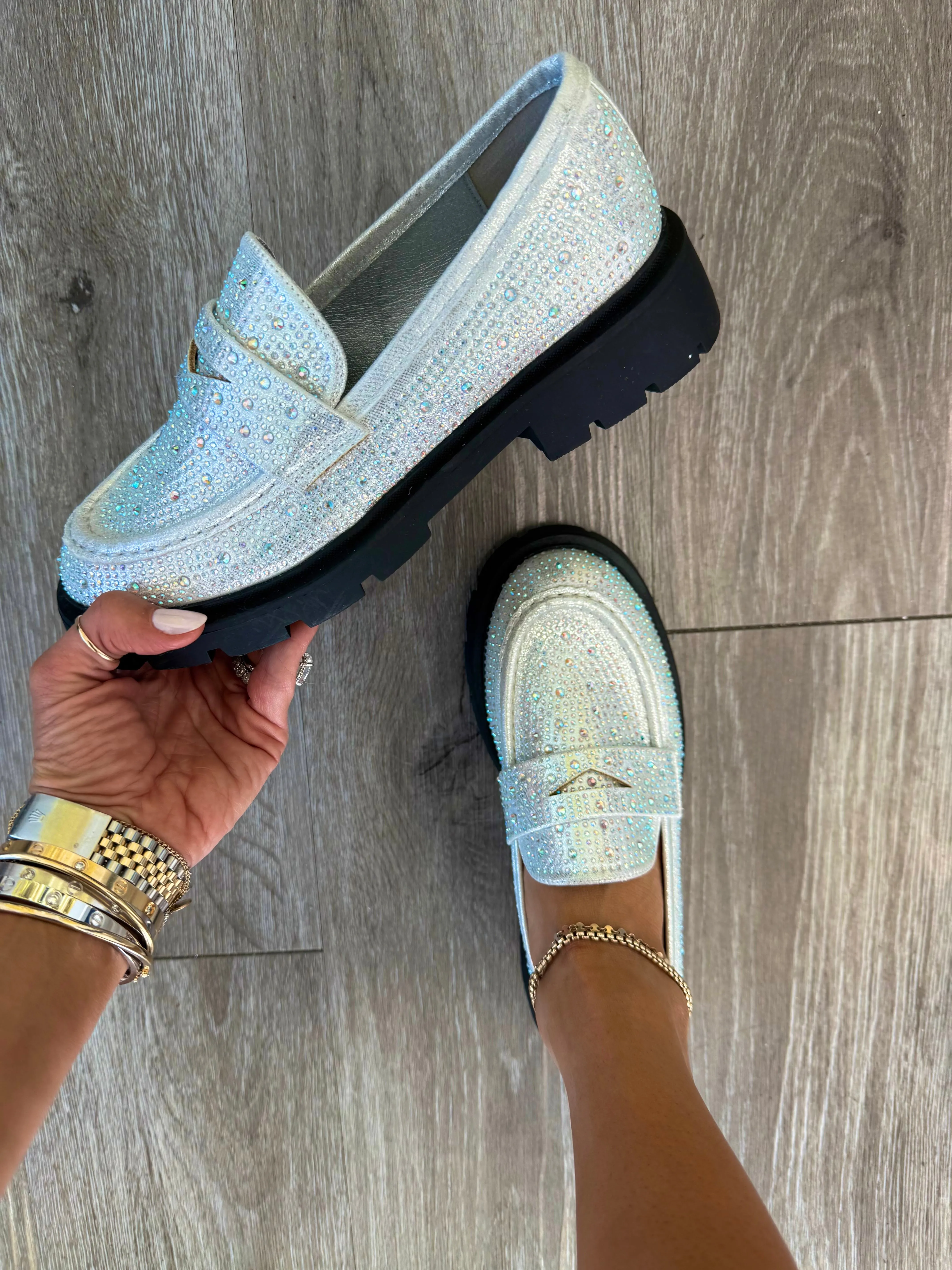 Silver All That Glitters Loafers