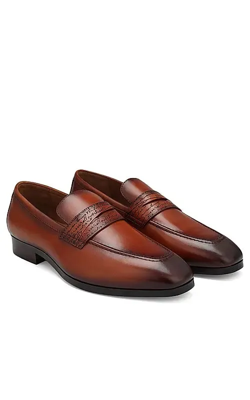 Tan Signato Leather Loafers