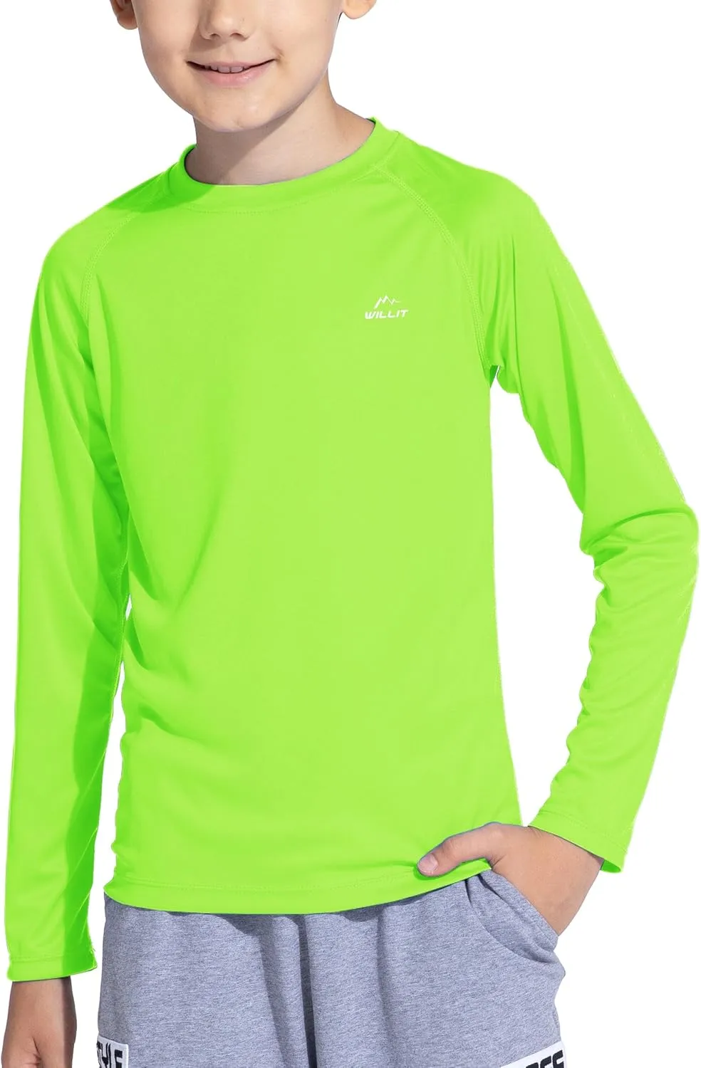 Willit Boy's UPF 50  Sun Protection Shirt Long Sleeve Rash Guard Swim Shirts Youth SPF Fishing Quick Dry Shirt