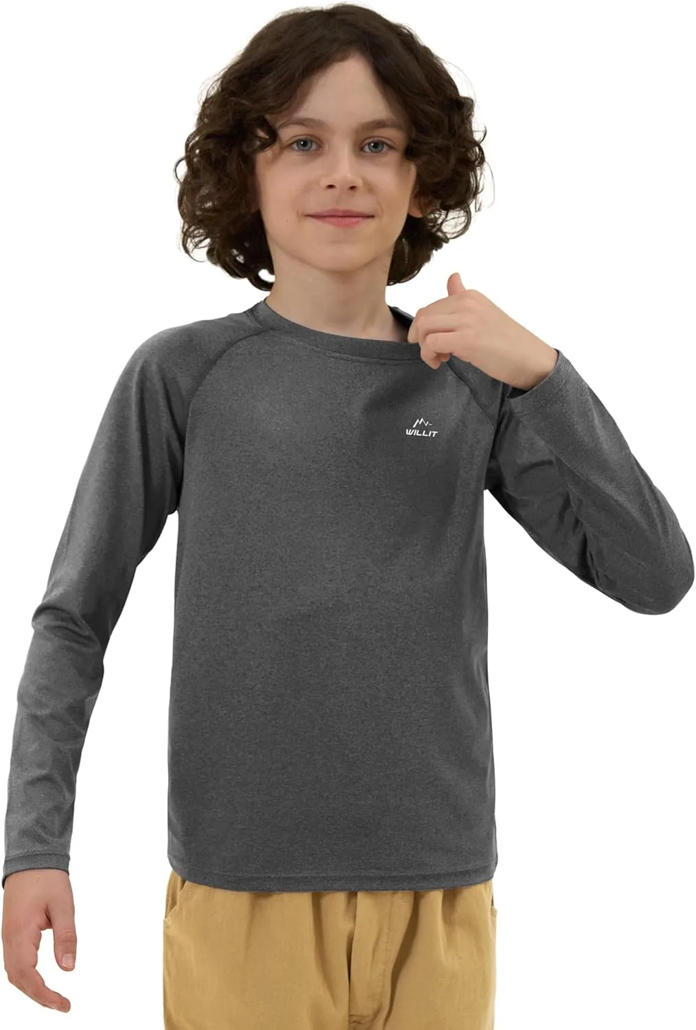 Willit Boy's UPF 50  Sun Protection Shirt Long Sleeve Rash Guard Swim Shirts Youth SPF Fishing Quick Dry Shirt