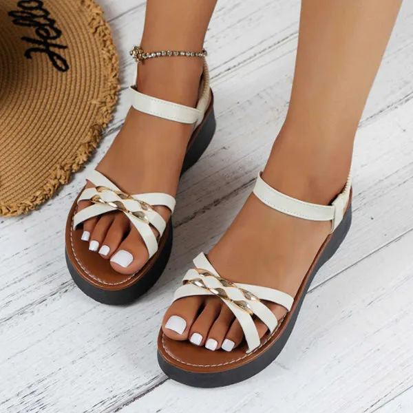 Women's Casual Thick Sole Elastic Strap Beach Sandals 50800173S