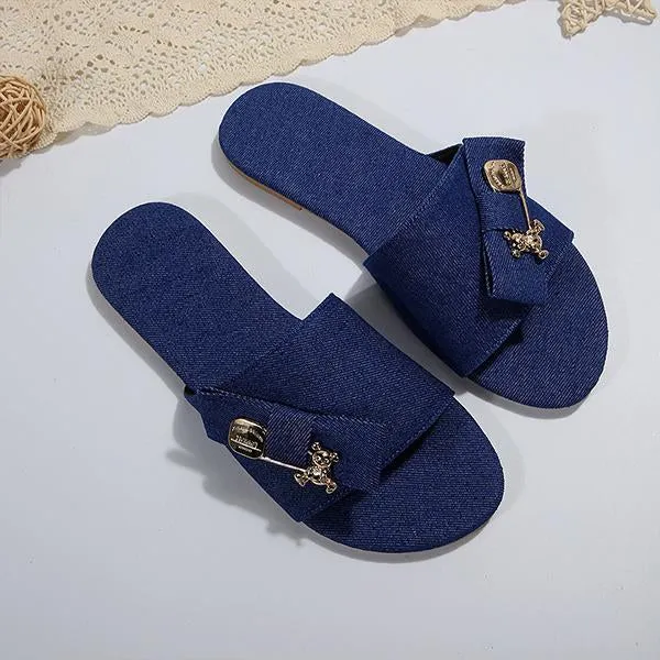 Women's Fashion Bow Bear Decorative Buckle Slippers 64867689S