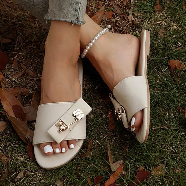 Women's Fashion Bow Bear Decorative Buckle Slippers 64867689S