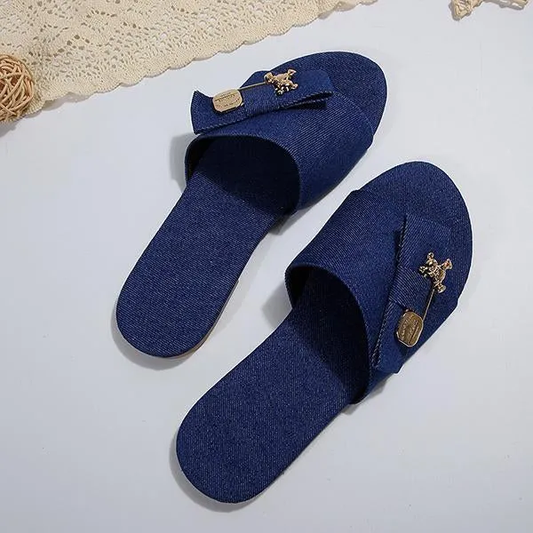 Women's Fashion Bow Bear Decorative Buckle Slippers 64867689S
