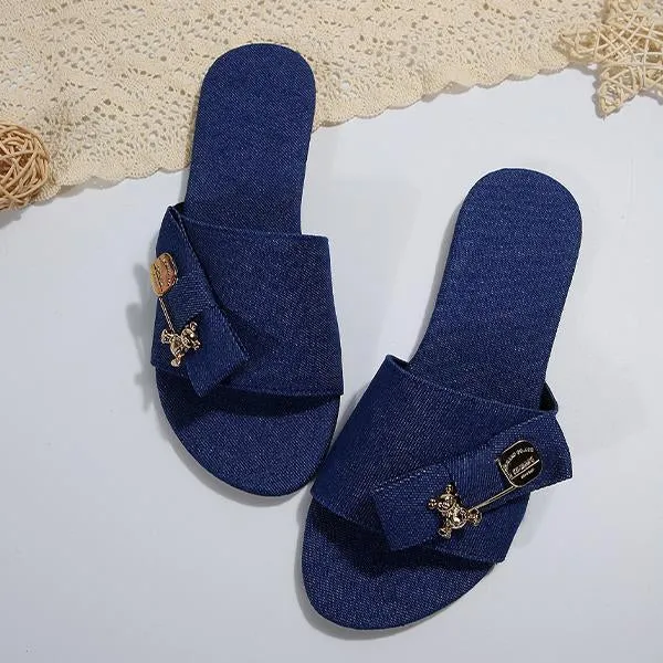 Women's Fashion Bow Bear Decorative Buckle Slippers 64867689S