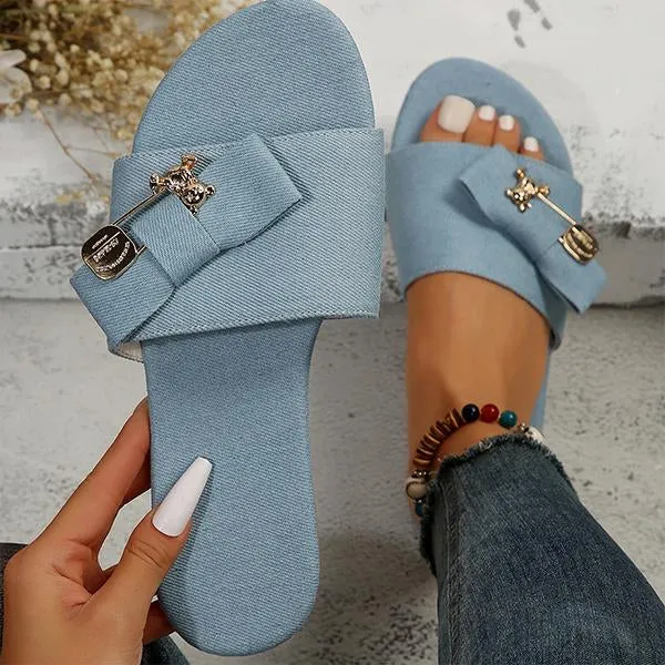 Women's Fashion Bow Bear Decorative Buckle Slippers 64867689S