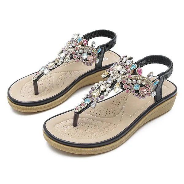 Women's Fashion Rhinestone Flat Flip-Flop Sandals 41824462C