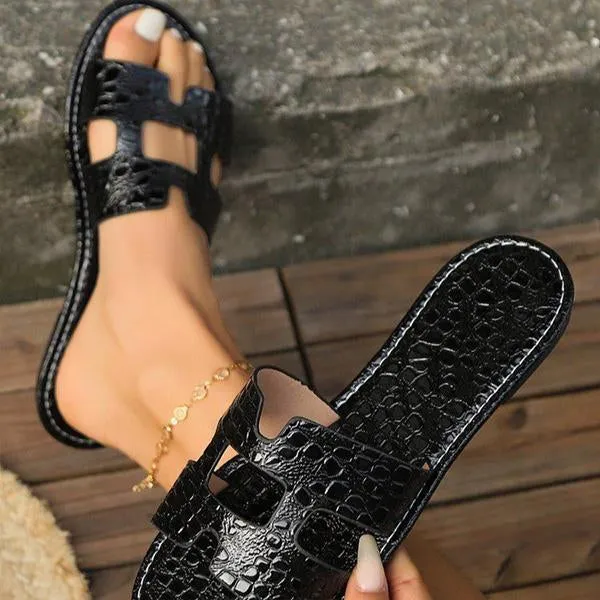 Women's Fashion Stone Pattern Hollow Beach Slippers 48346122S