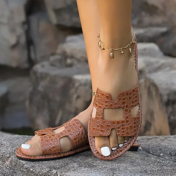 Women's Fashion Stone Pattern Hollow Beach Slippers 48346122S