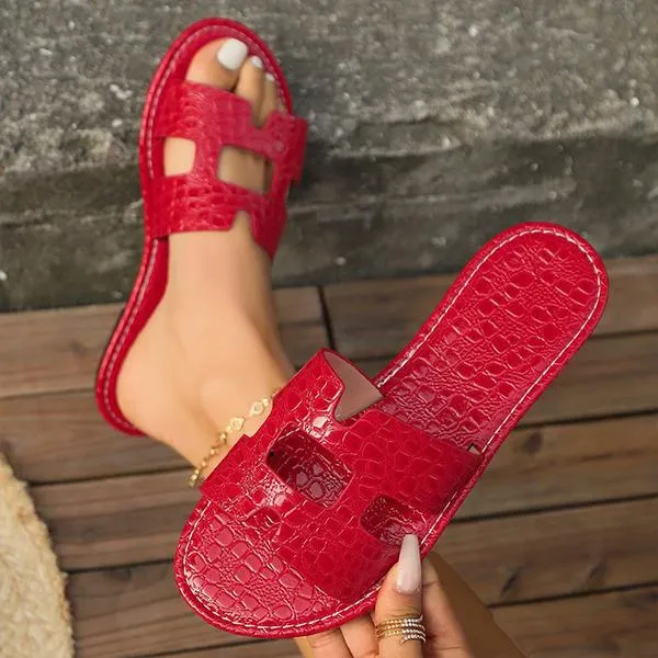 Women's Fashion Stone Pattern Hollow Beach Slippers 48346122S