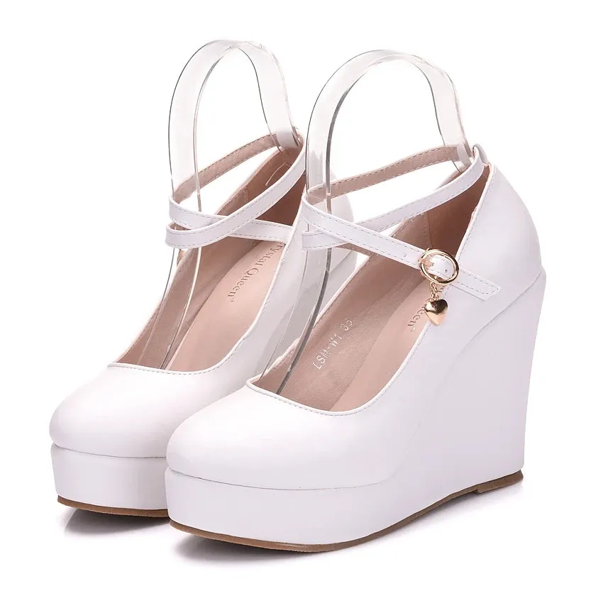 Women's Flock Buckle Ankle Strap Shoes