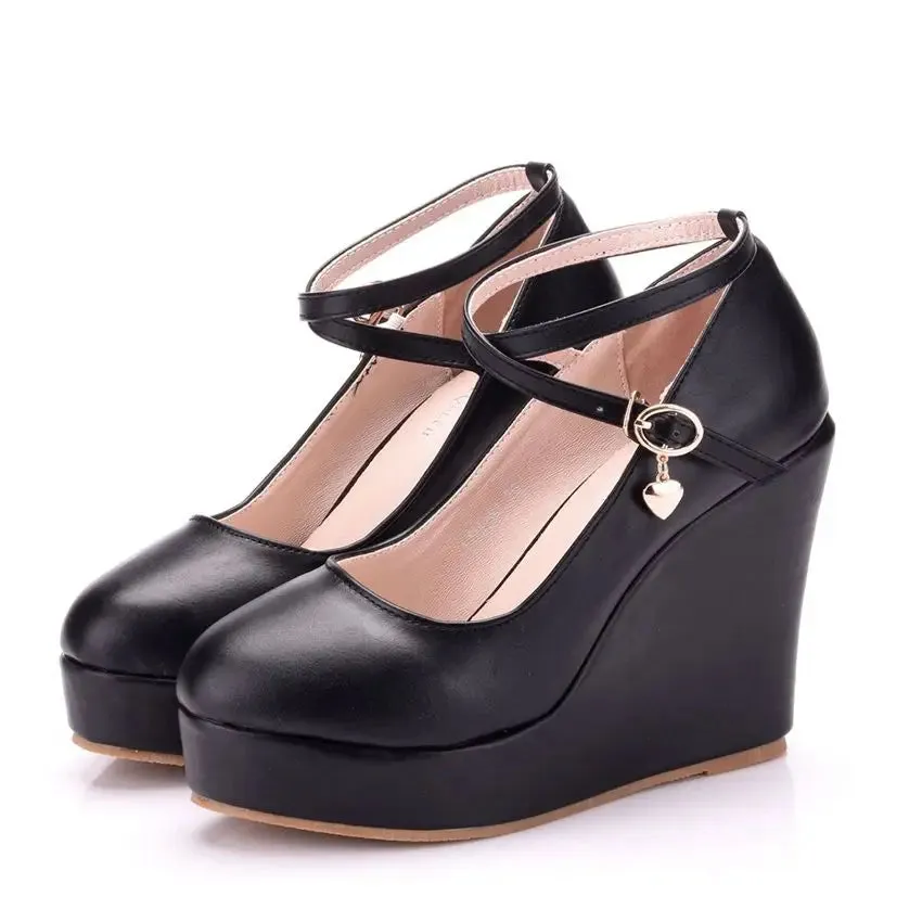 Women's Flock Buckle Ankle Strap Shoes