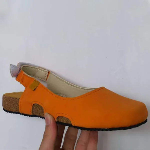 Women's Handmade Round Toe Velcro Flat Sandals 12666520C
