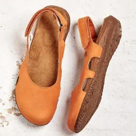 Women's Handmade Round Toe Velcro Flat Sandals 12666520C