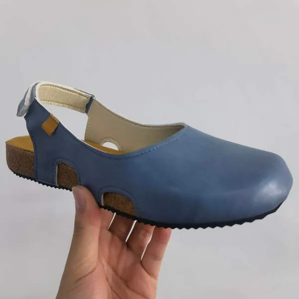 Women's Handmade Round Toe Velcro Flat Sandals 12666520C