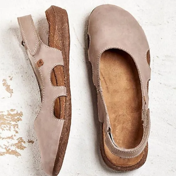 Women's Handmade Round Toe Velcro Flat Sandals 12666520C