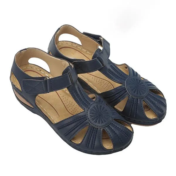 Women's Retro Soft Sole Round Toe Wedge Sandals 04238221C