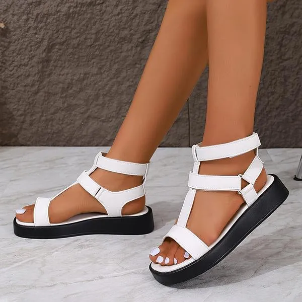 Women's Thick Sole Velcro Casual Roman Sandals 48548818S