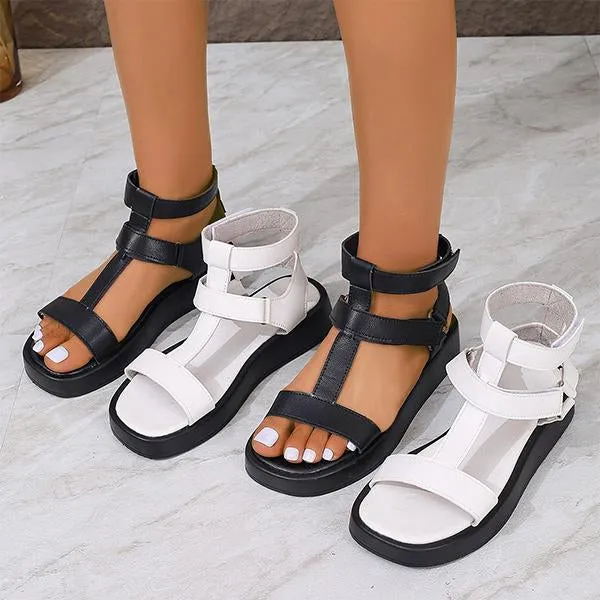 Women's Thick Sole Velcro Casual Roman Sandals 48548818S