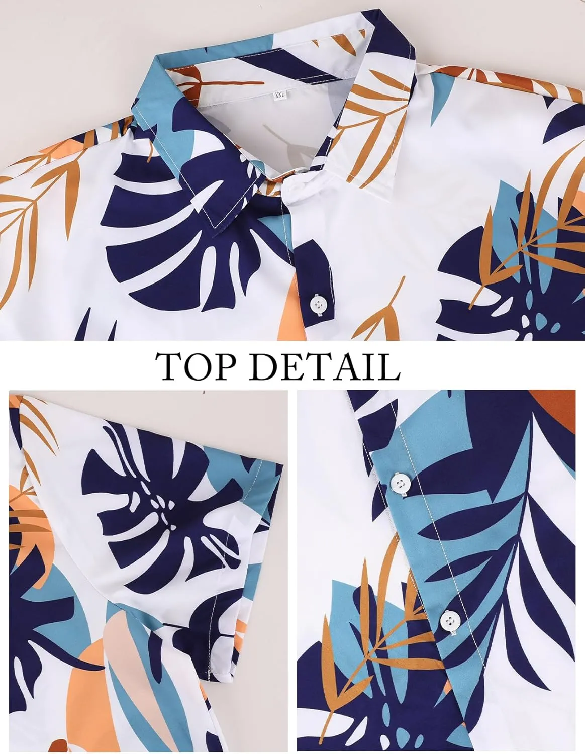 Yimoon Men's Summer 2 Piece Outfits Tropical Print Short Sleeve Button Down Hawaiian Beach Shirt and Shorts Set