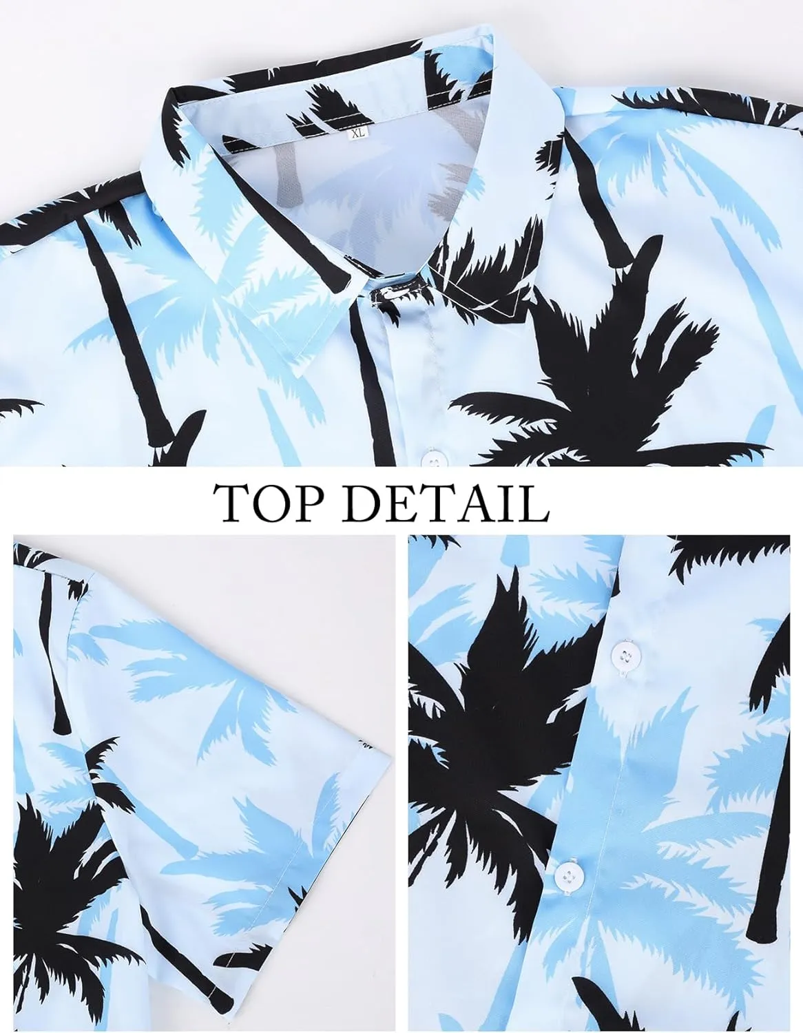 Yimoon Men's Summer 2 Piece Outfits Tropical Print Short Sleeve Button Down Hawaiian Beach Shirt and Shorts Set