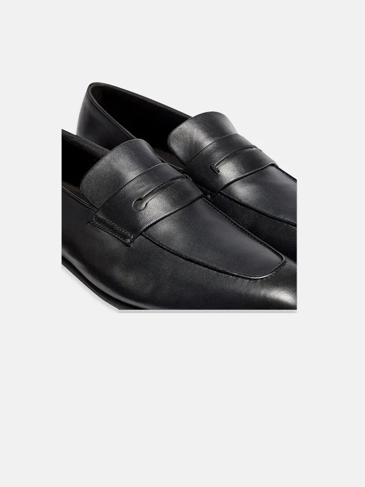 Zegna Black Leather L'asola Loafers